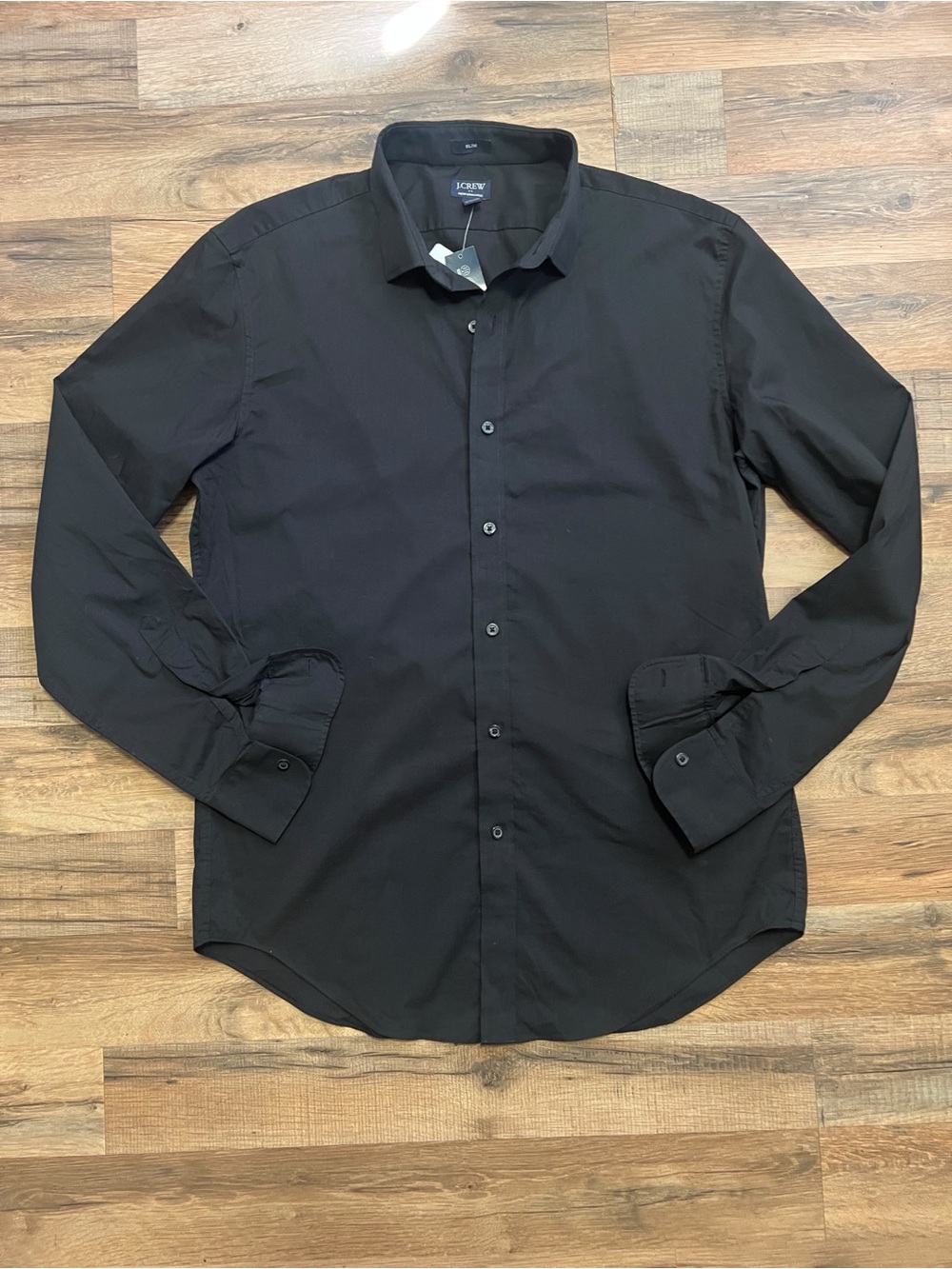 J. Crew Men's Slim Black Long-Sleeve Button-Down Shirt L New